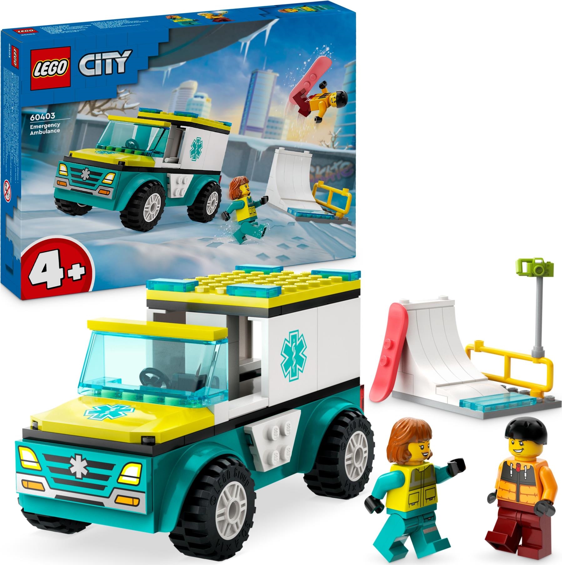 Lego: 60403 - City Great Vehicles - Ambulanza Di Emergenza E Snowboarder