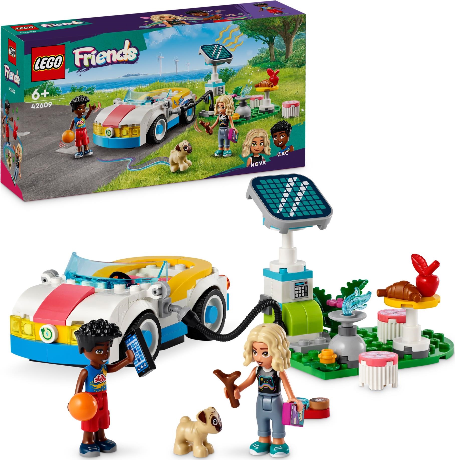 Lego: 42609 - Friends - Auto Elettrica E Caricabatterie