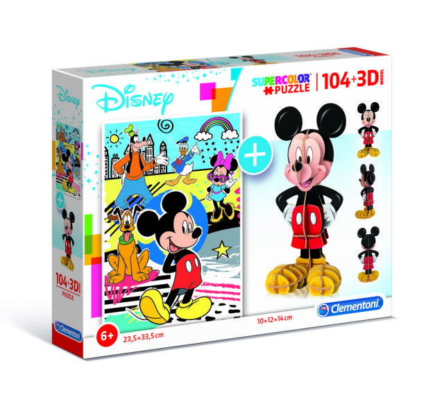 Puzzle da 104 Pezzi con Modello 3D - Mickey Mouse