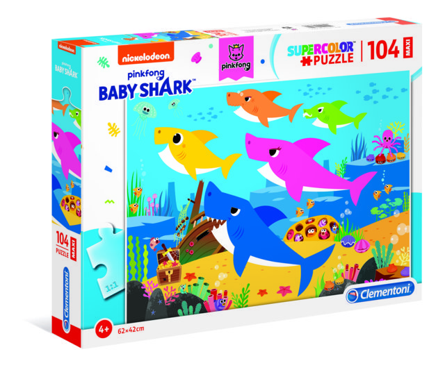 Puzzle da 104 pezzi Maxi - Supercolor: Baby Shark