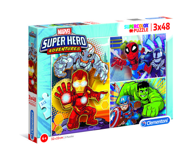 3 Puzzle da 48 pezzi - Marvel Super Hero