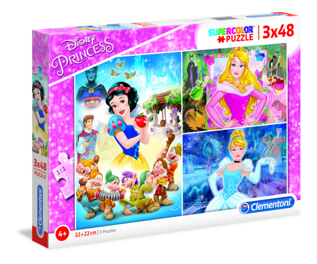 3 Puzzle da 48 Pezzi - Principesse Disney